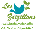 Logo Les zoizillons avec un oiseau bleu posé près d'une branche verte